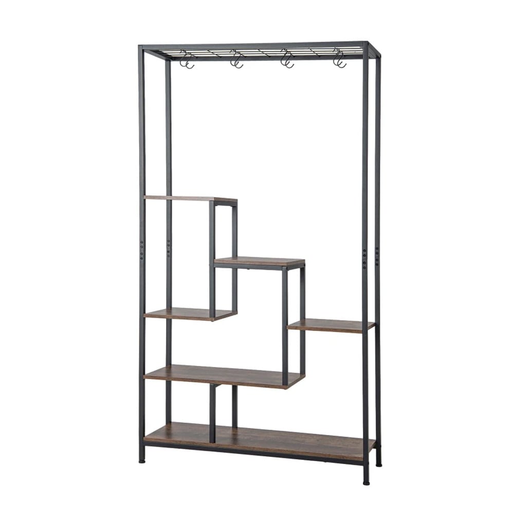 Plantestativ i metall med 6 hyller, 180 cm – Rustikk brun