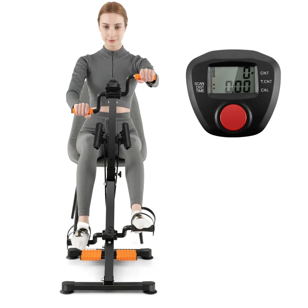 Ergometersykkel med LCD-skjerm og massasje – Svart/Gul