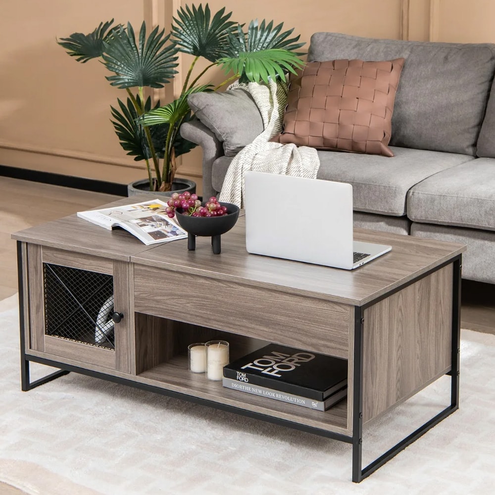 Salongbord med hevbar bordplate og oppbevaring