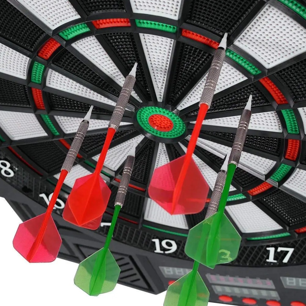 Elektronisk LED-dartskive med 27 spill og 12 piler