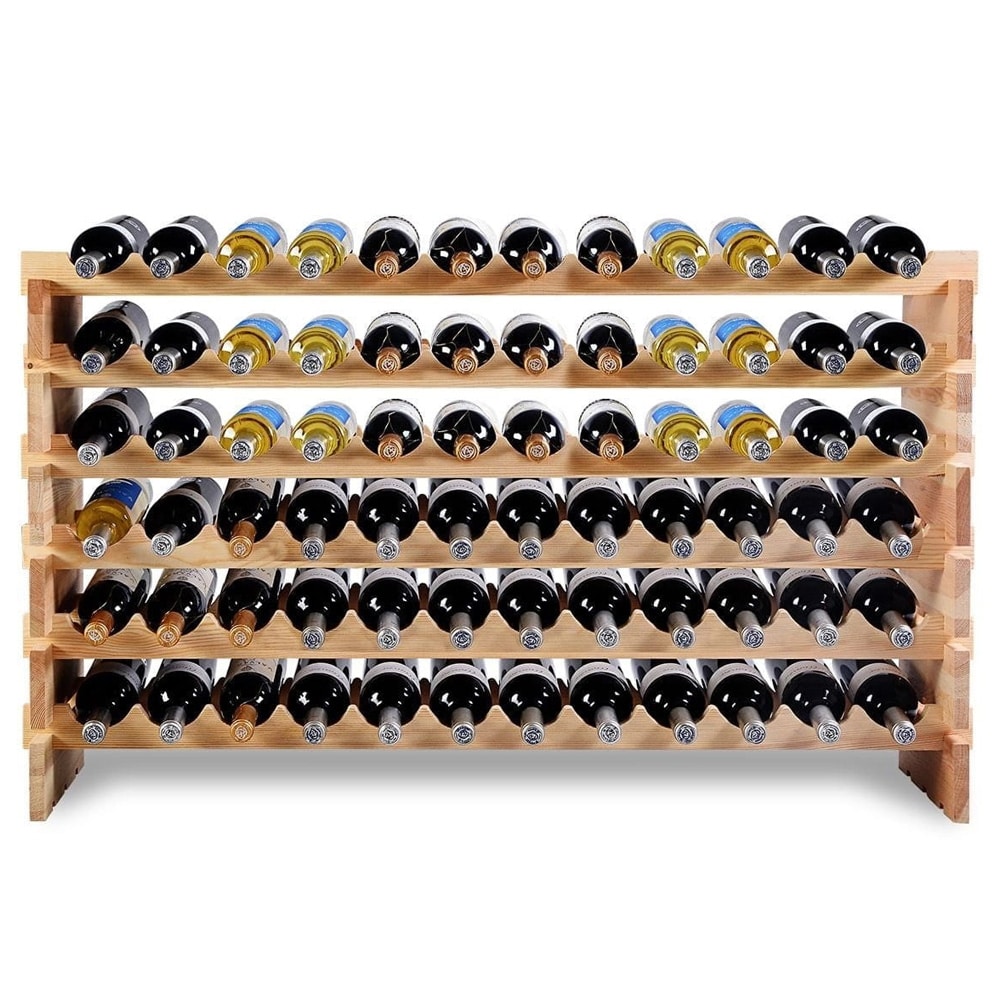 Vinreol i tre for 72 flasker – stabelbar design
