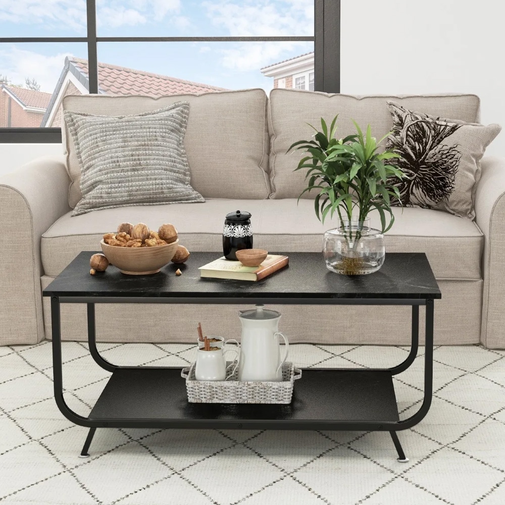 Salongbord med hylle - Svart