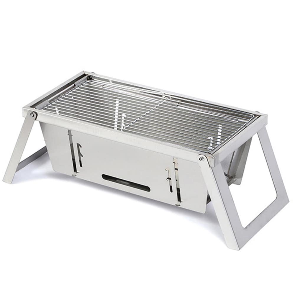 Herzberg portabel bordgrill i rustfritt stål – campinggrill