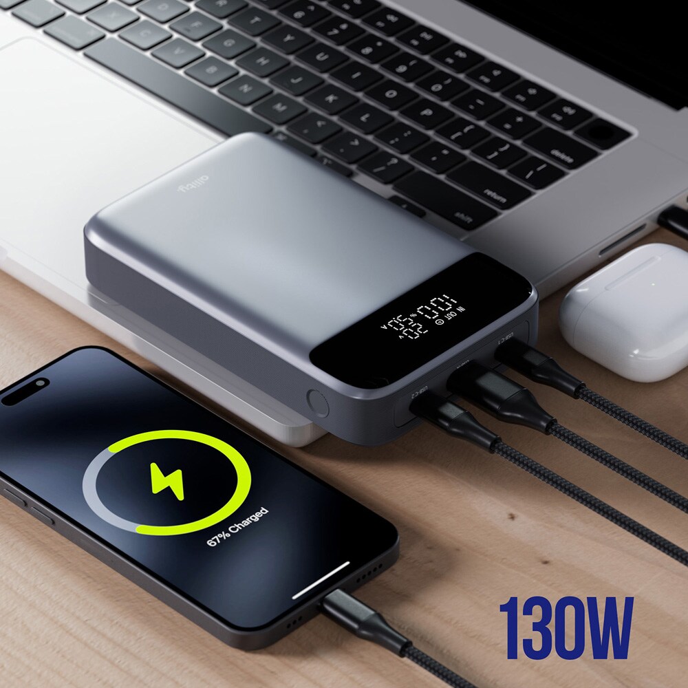Allity Powerbank 19200 mAh 130W PD/QC for bærbar PC og mobil
