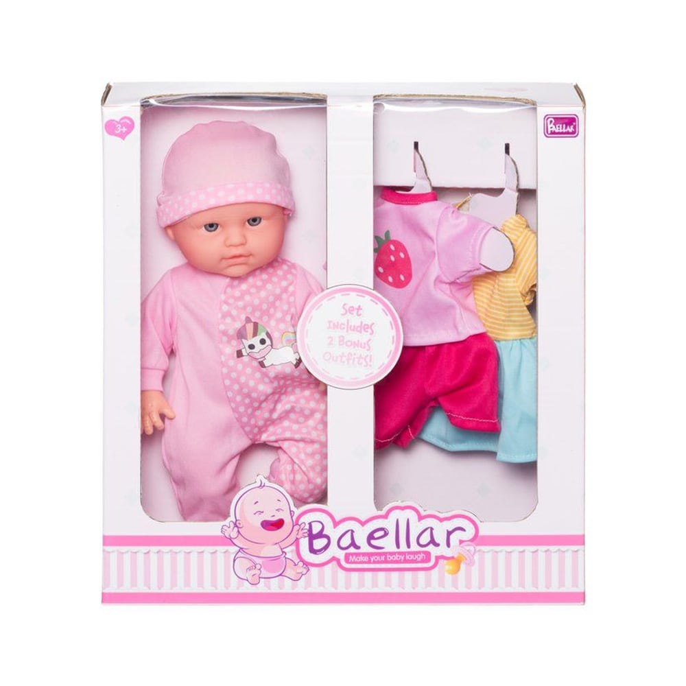 Babydukke 30 cm med to antrekk