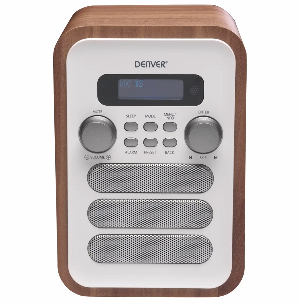 Denver DAB-48WHITE Digitalradio med Bluetooth og FM - Hvit/Tre