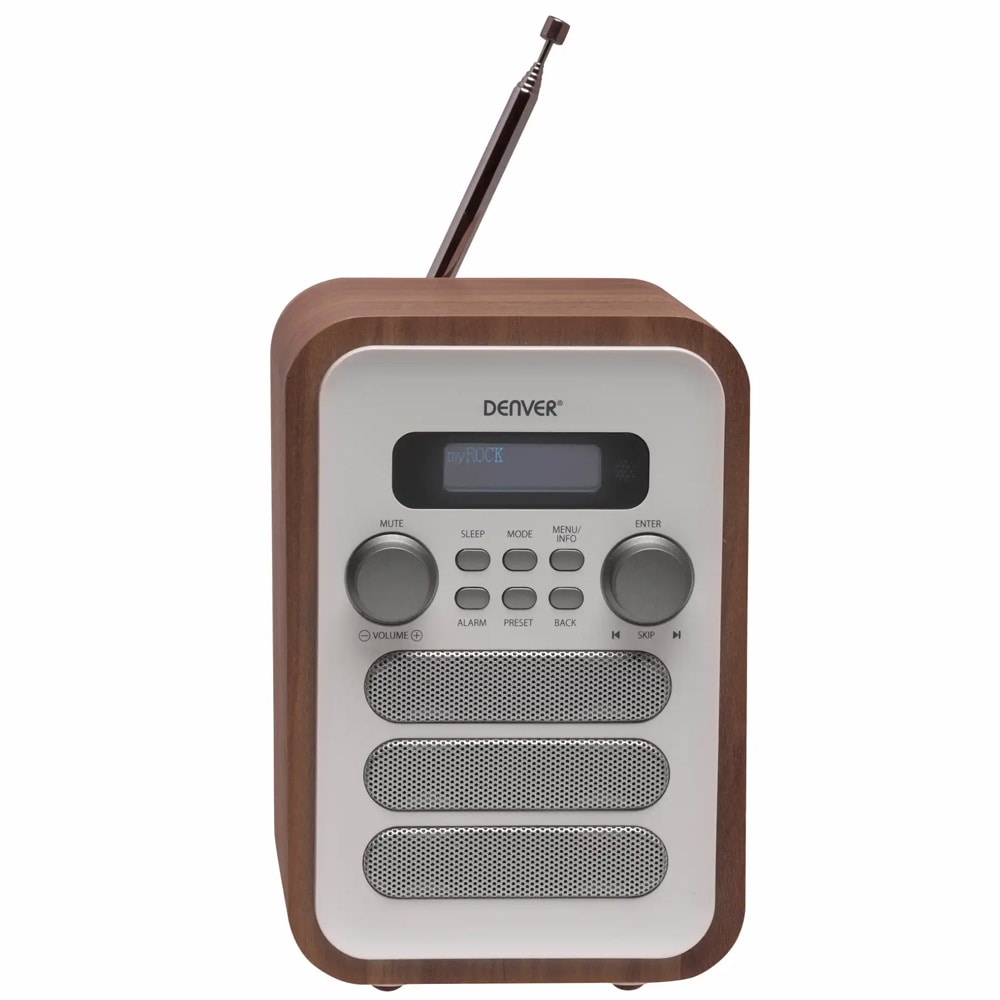 Denver DAB-48WHITE Digitalradio med Bluetooth og FM - Hvit/Tre