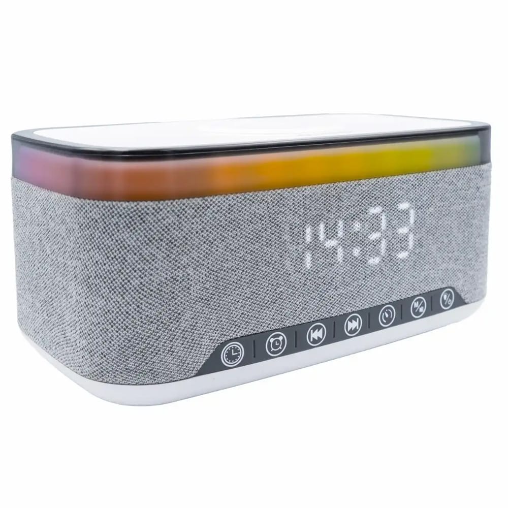 Denver Klokkeradio med Bluetooth og trådløs lading - Grå