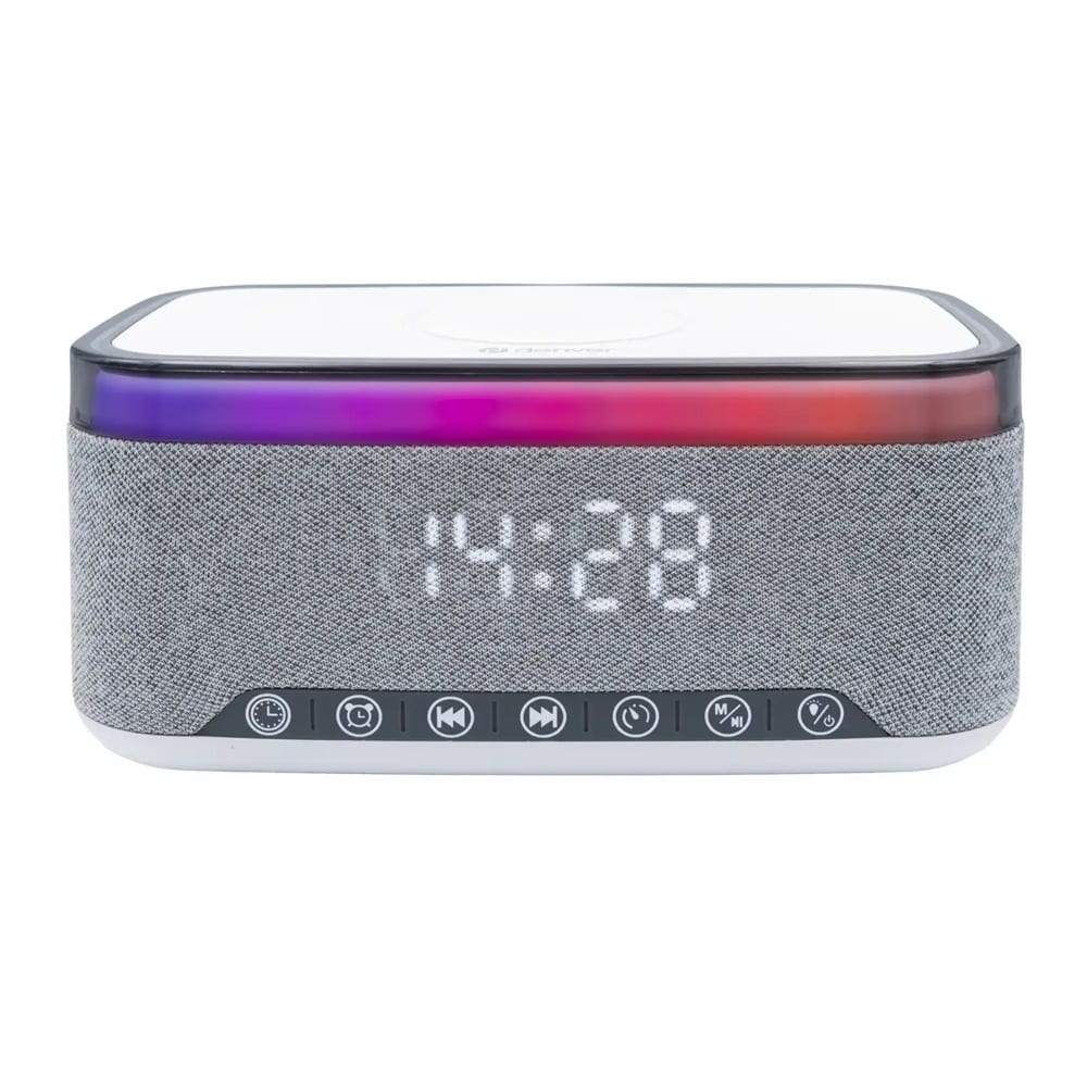 Denver Klokkeradio med Bluetooth og trådløs lading - Grå