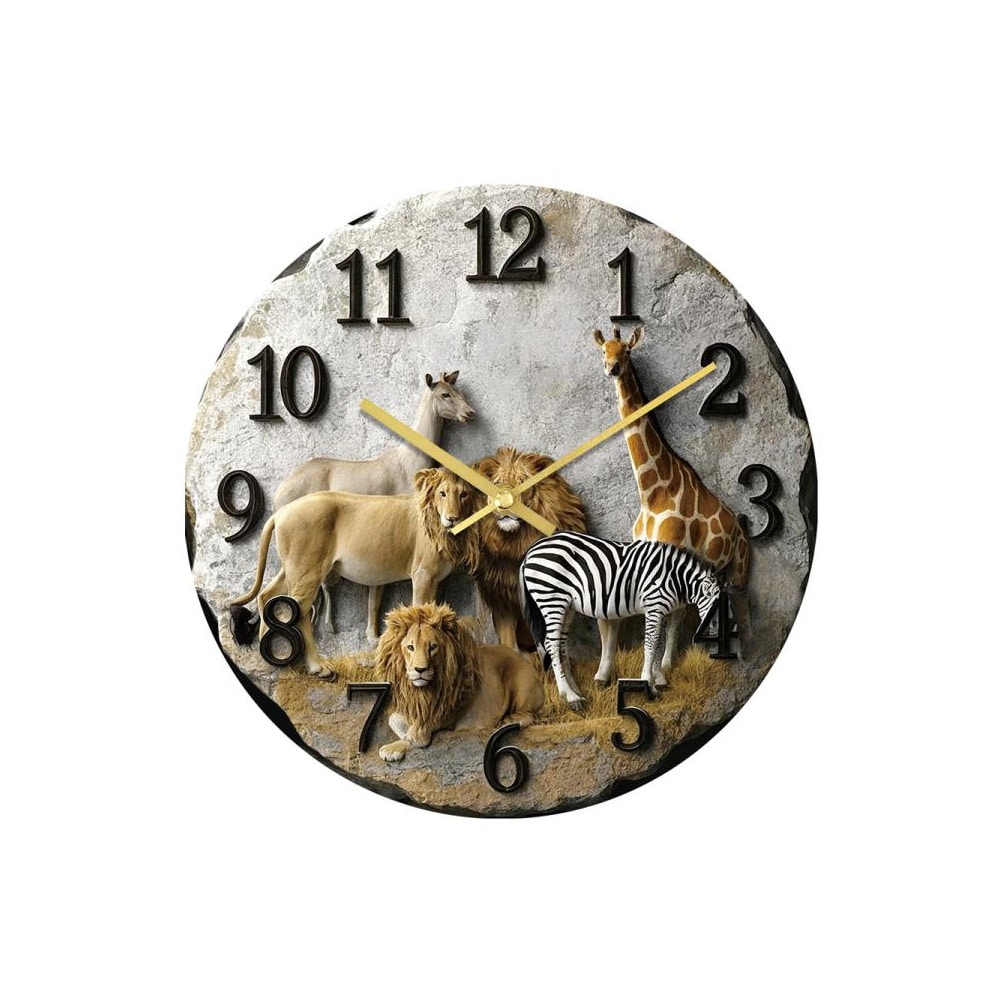 Veggklokke i 3D-design med savannemotiv