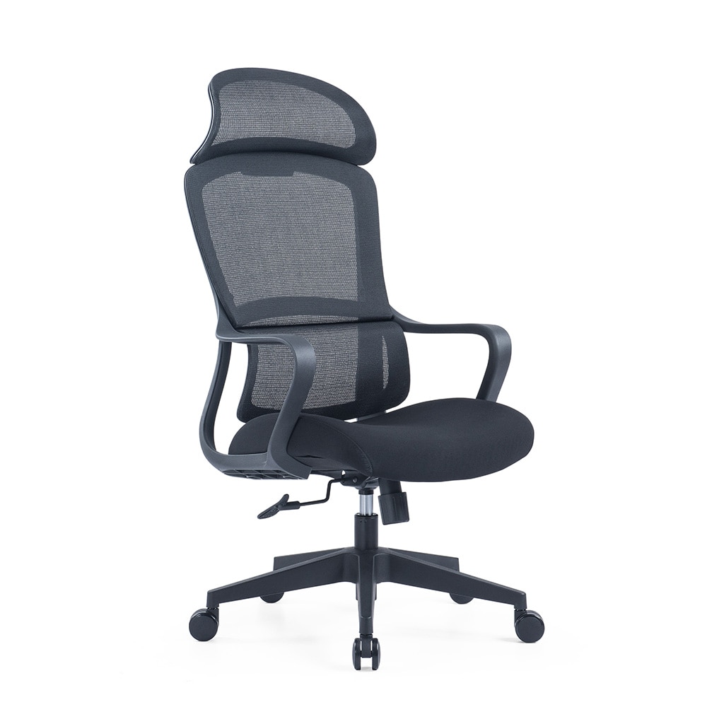 Høydejusterbar skrivebordsstol med nakkestøtte - Svart