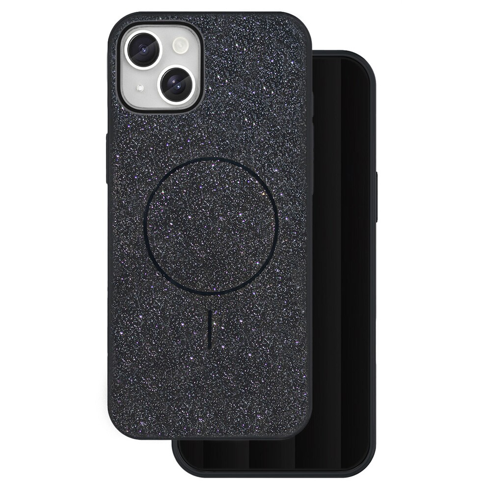 Glitrende deksel for iPhone 15 – Svart