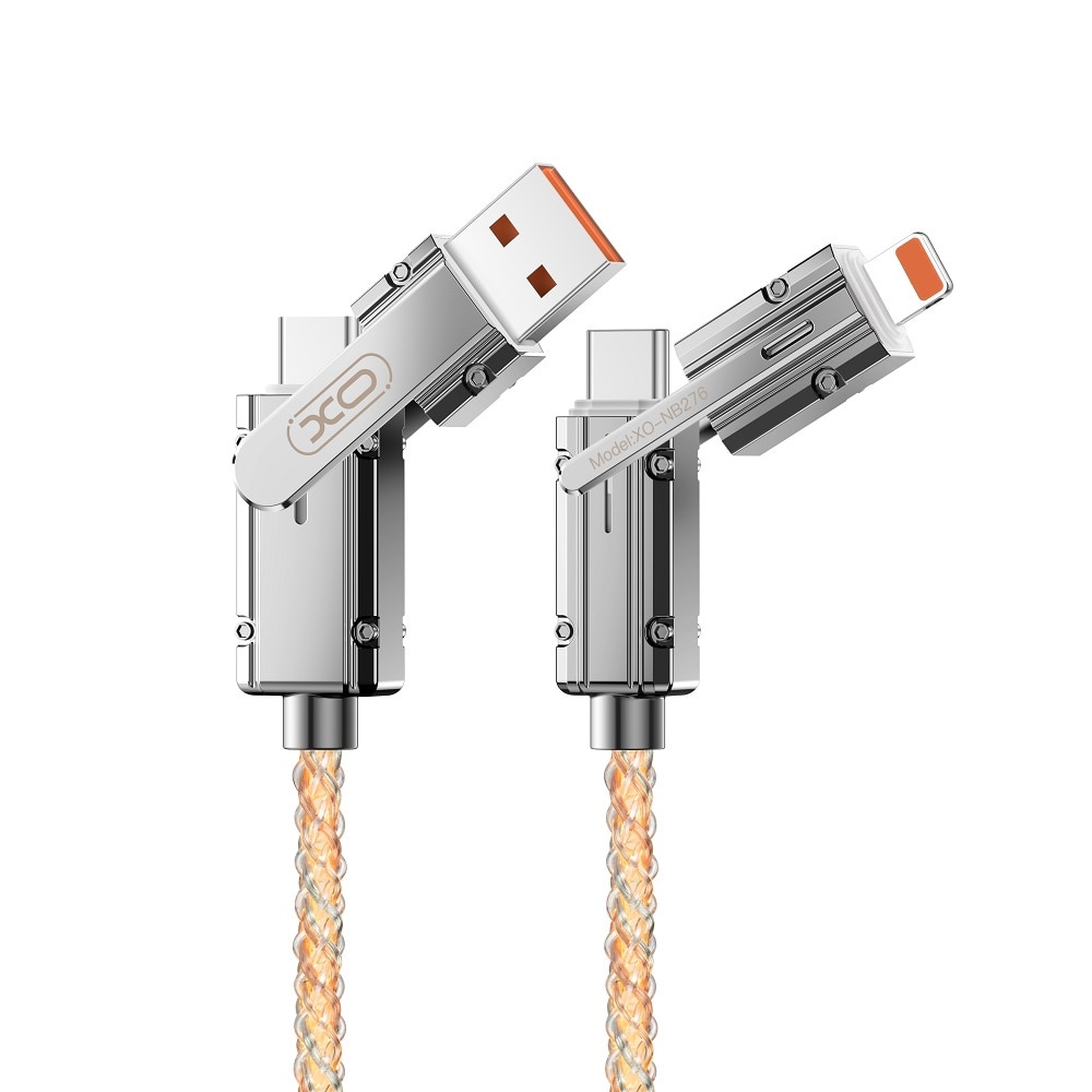 XO 4in1 USB-kabel med USB-C - Lightning + USB - USB-C 60W 1m