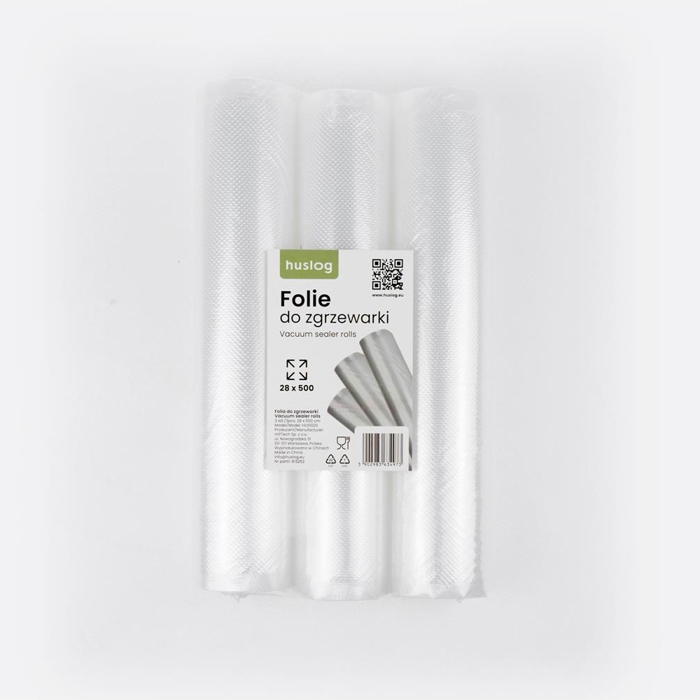 Huslog vakuumruller til oppbevaring av mat 28×500 cm – 3-pakning