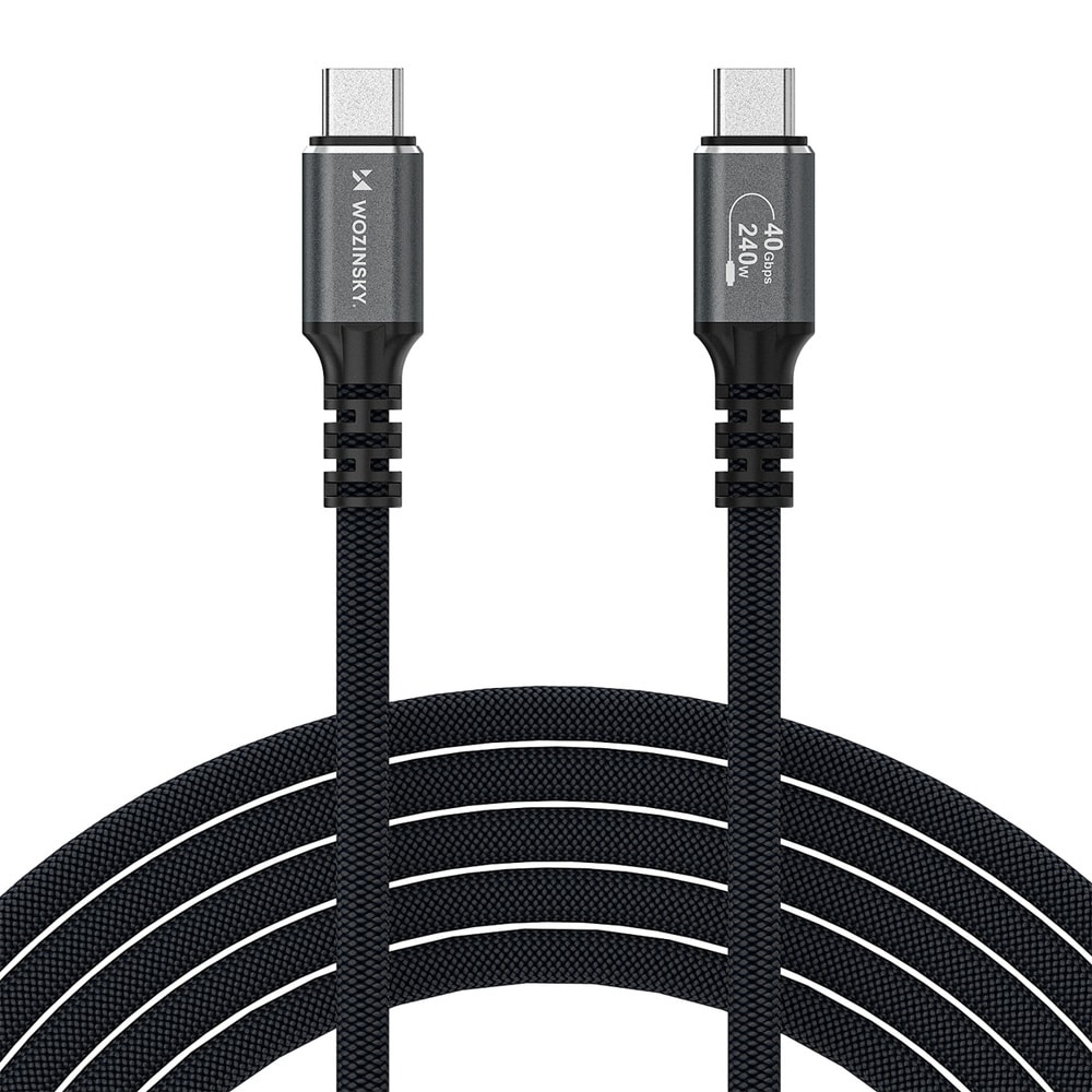 Wozinsky Thunderbolt 4 USB-C-kabel 240W 1,5 m 4K - Svart
