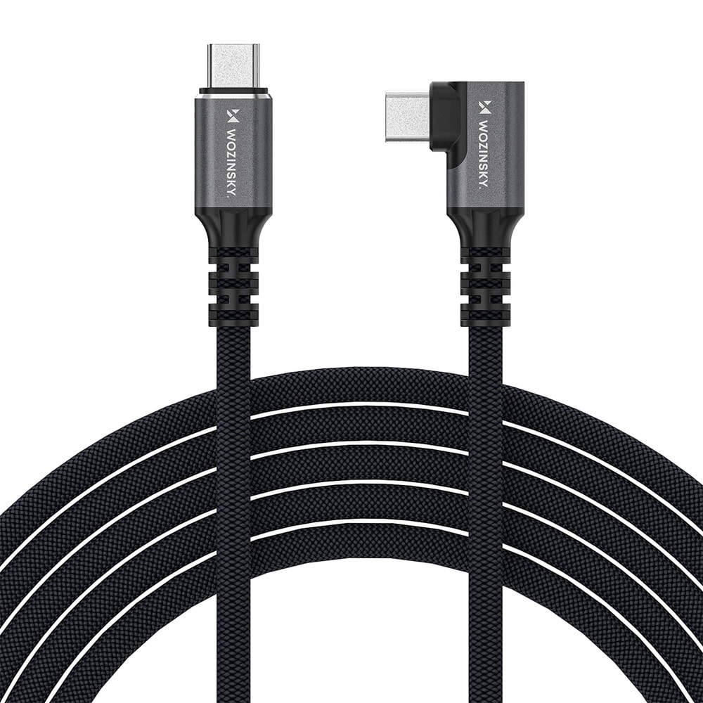 Wozinsky Thunderbolt 4 USB-C-kabel med vinklet kontakt 240W 1,5 m 4K - Svart