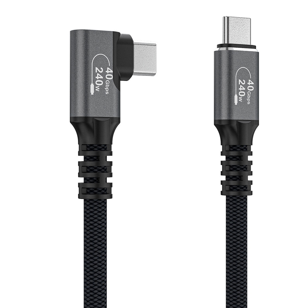 Wozinsky Thunderbolt 4 USB-C-kabel med vinklet kontakt 240W 1m 4K - Svart