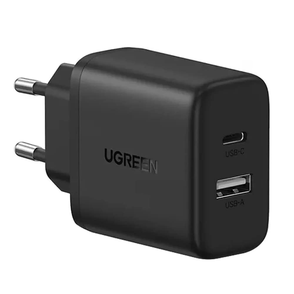 Ugreen GaN 20W USB-lader med 1xUSB og 1xUSB-C - Svart