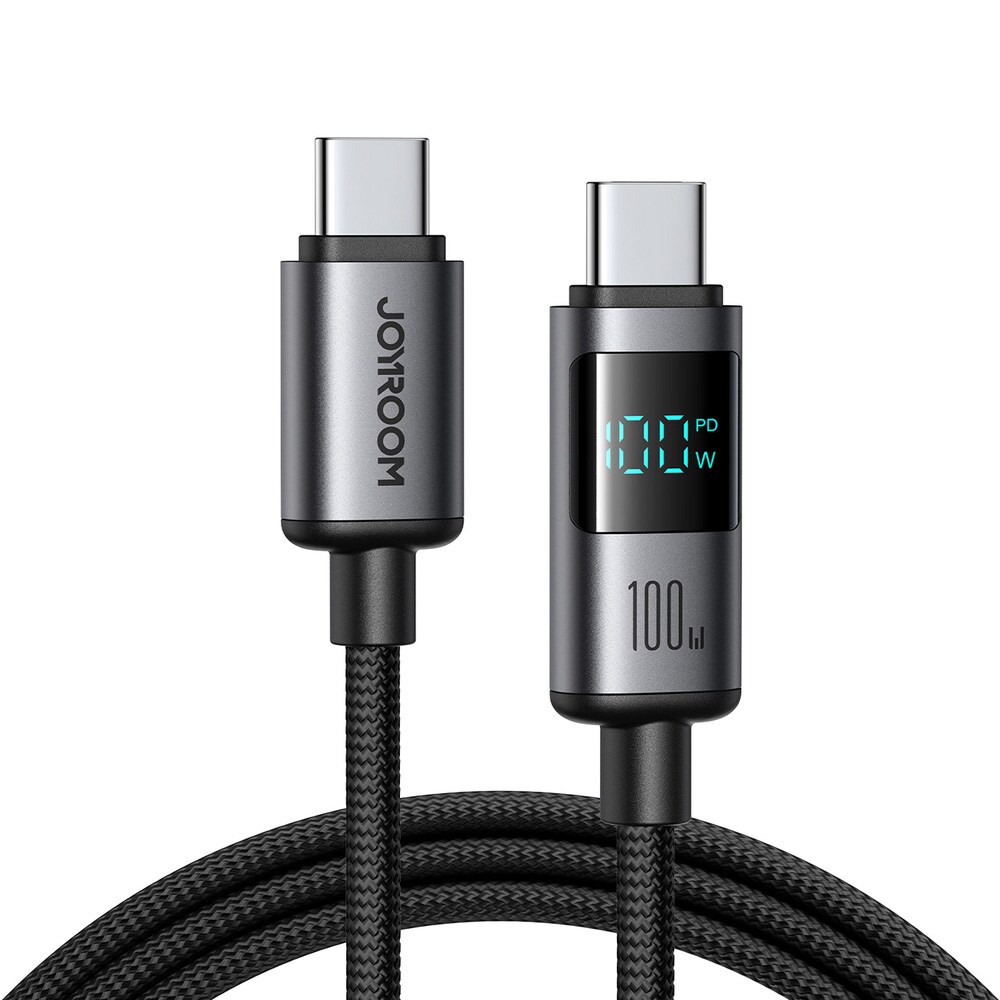 Joyroom 100W USB-C-kabel med digital skjerm 1,2 m - Svart