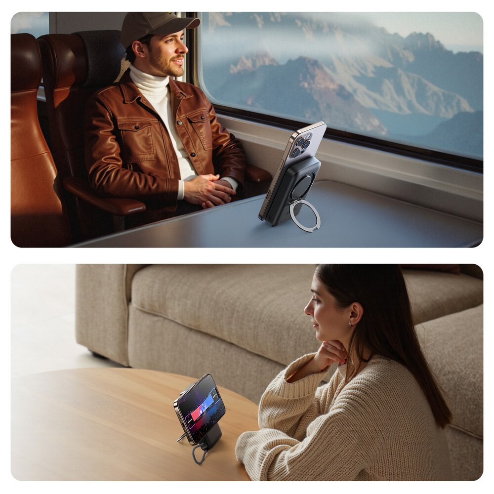 Joyroom powerbank 22,5 W 10000 mAh med MagSafe og innebygd USB-C-kabel / batteribank / lader