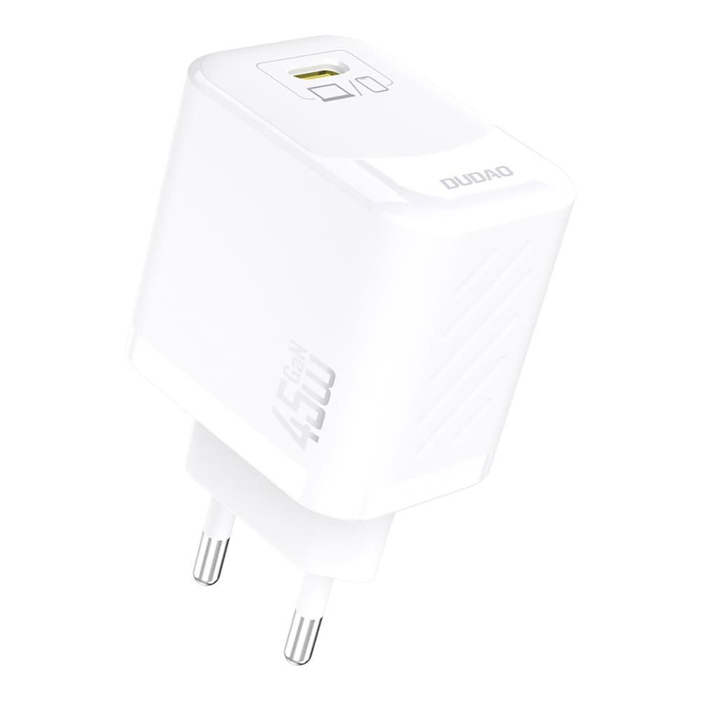 Dudao 45 W GaN-vegglader med USB-C og USB-C-kabel - hvit