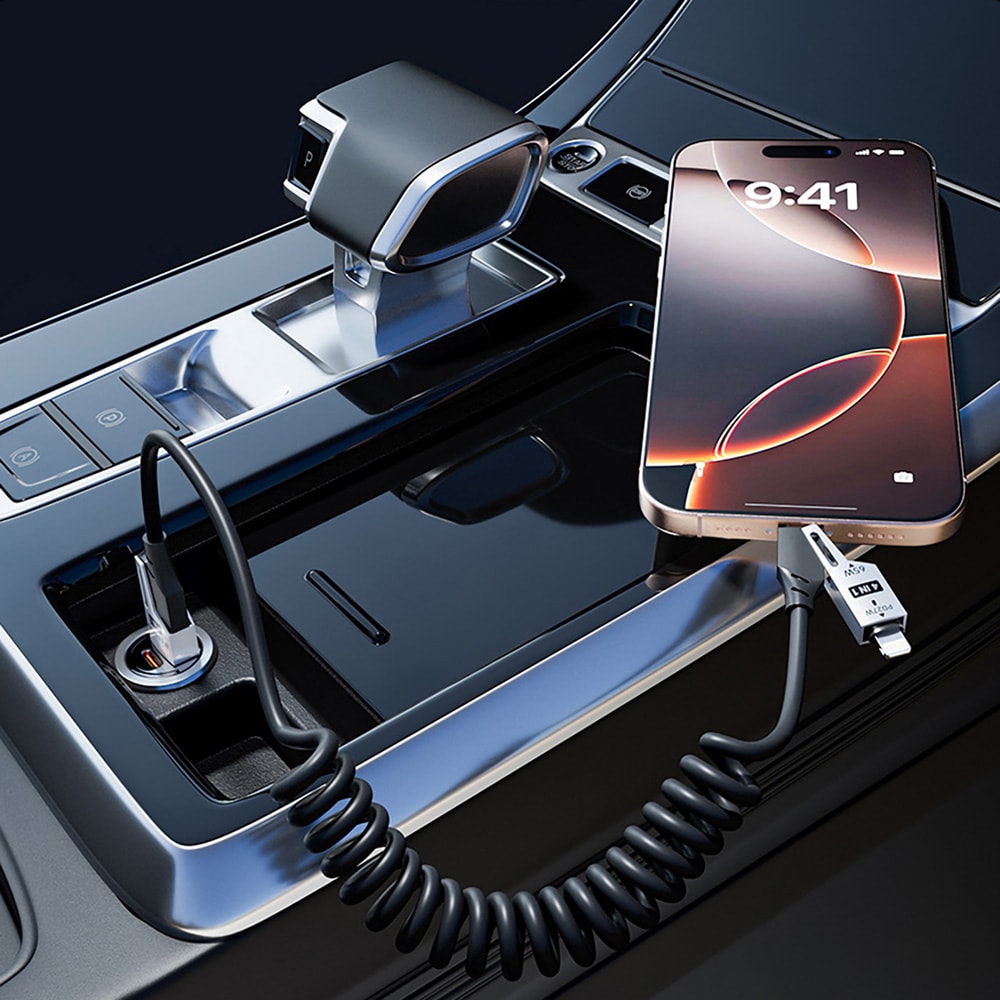 Dudao 4-i-1 USB-kabel - USB-A / USB-C til Lightning / USB-C - Svart