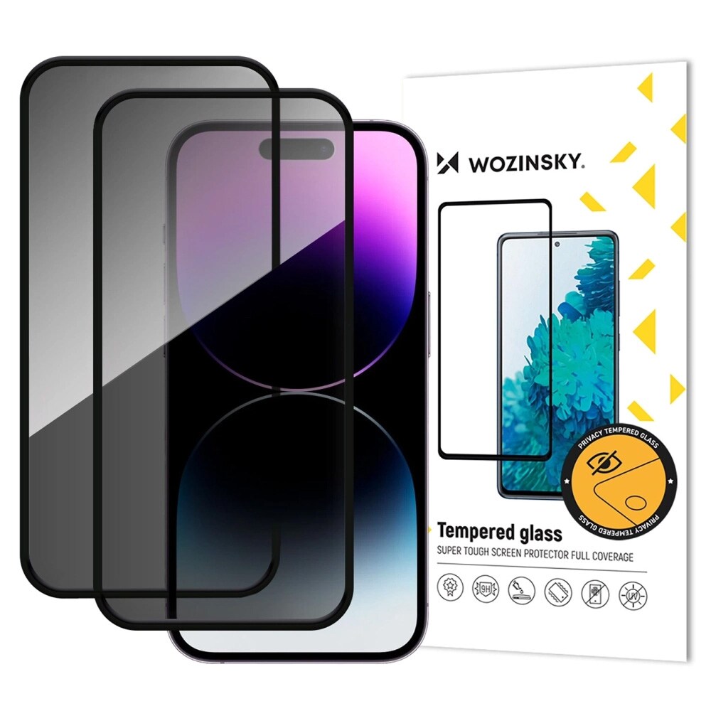 Wozinsky Herdet skjermbeskytter for personvern for iPhone 17 Pro Max 2-pk