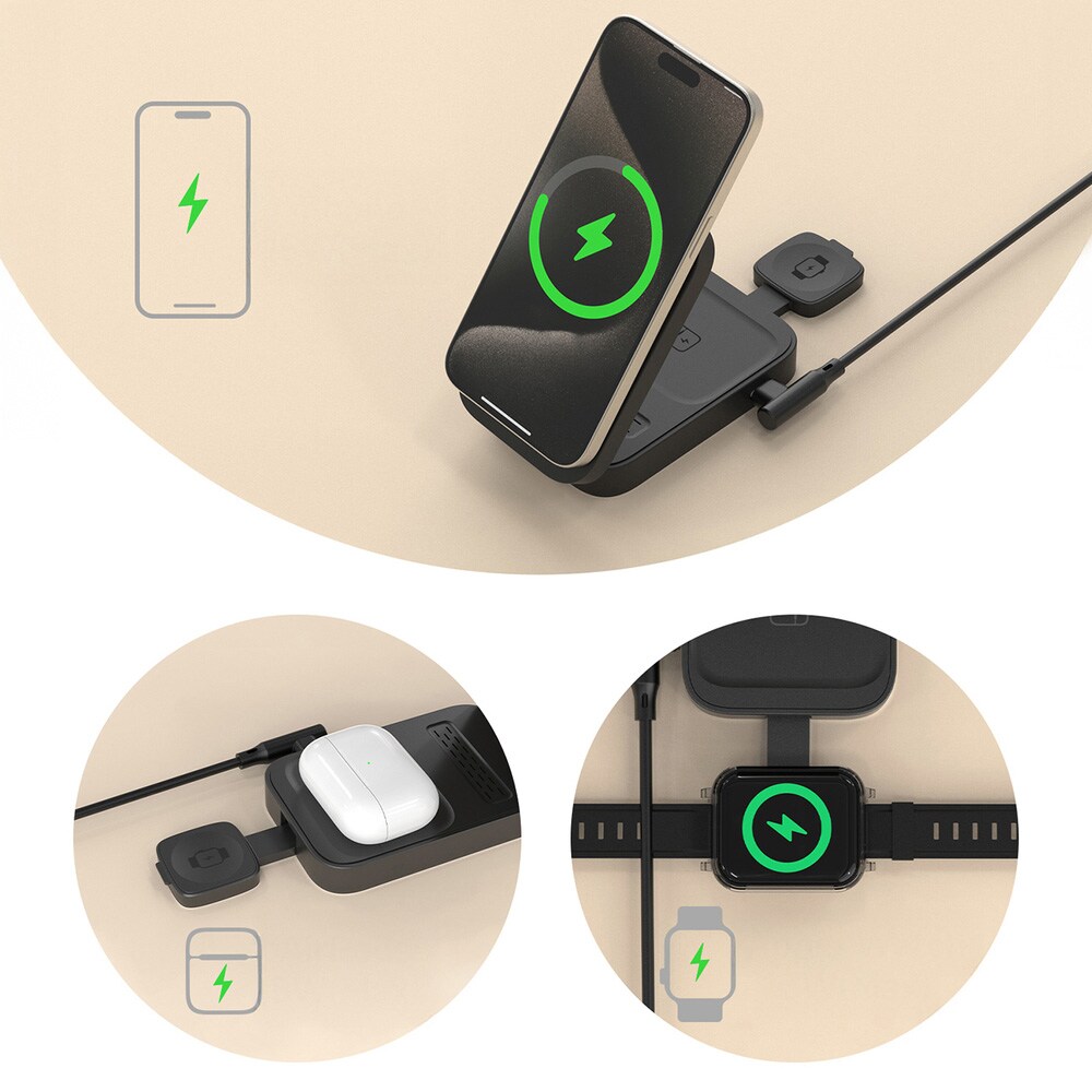 Dudao A11 Max 3-i-1 15W trådløs ladestasjon med MagSafe-kompatibilitet