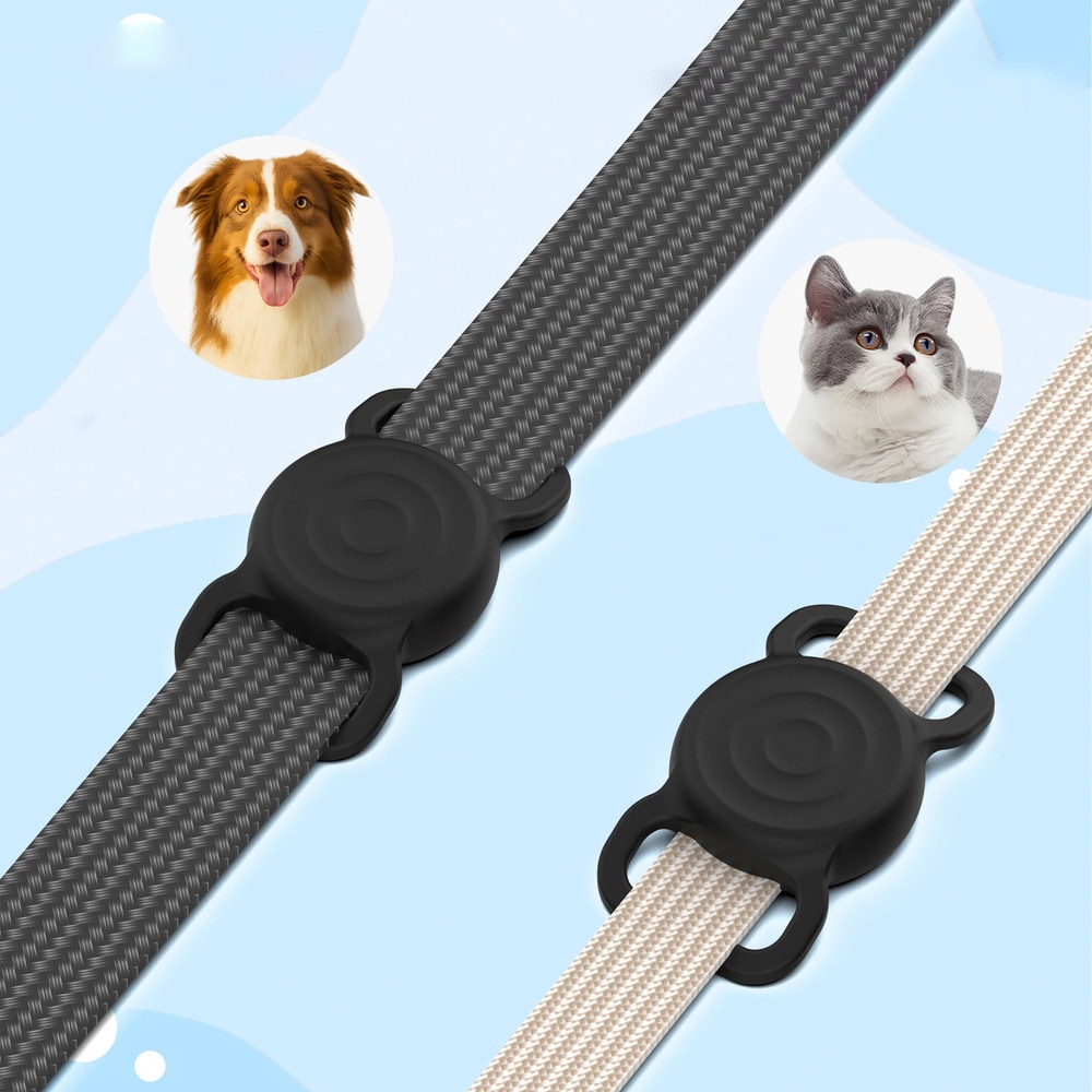 AirTag-holder i silikon for hunde- og kattehalsbånd – Svart