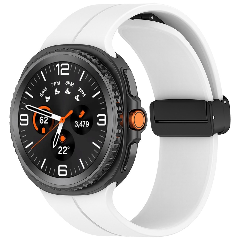 Hvit silikonrem til Samsung Galaxy Watch 8/8 Classic / sportsarmbånd / klokkereim