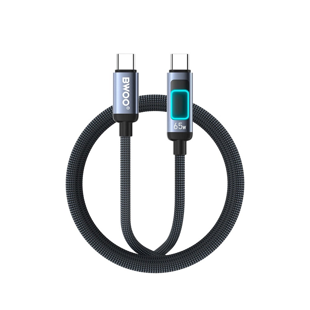 BWOO Flettet USB-C-kabel PD 60W med LED-display