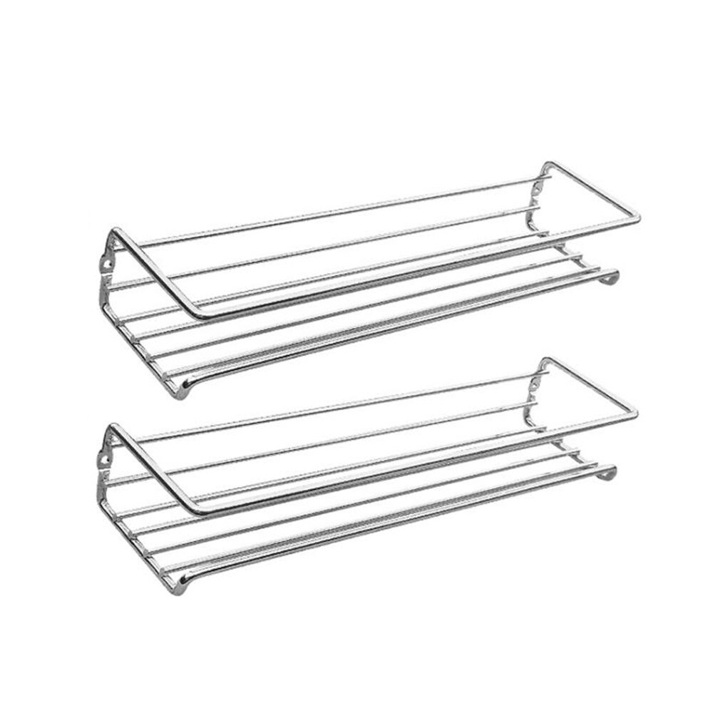 Veggmontert krydderhylle 29x6,5x6cm 2-pakning - Sølv