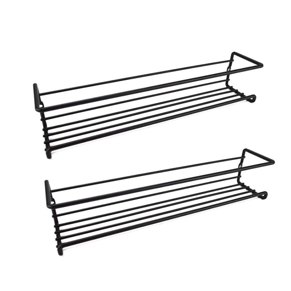 Veggmontert krydderhylle 29x6,5x6cm 2-pk - Svart