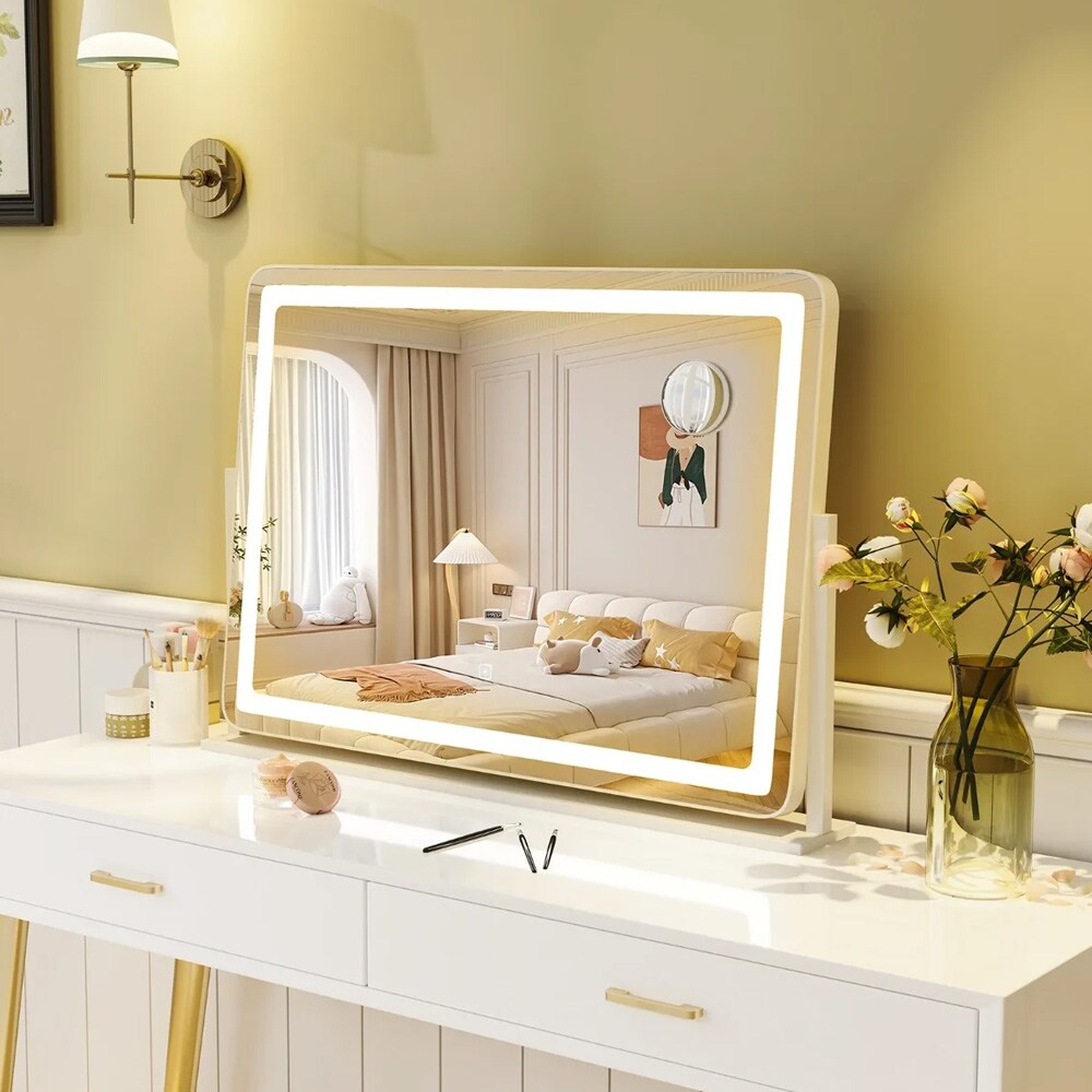 Sminkespeil med LED-lys og berøringskontroll - 80×55 cm
