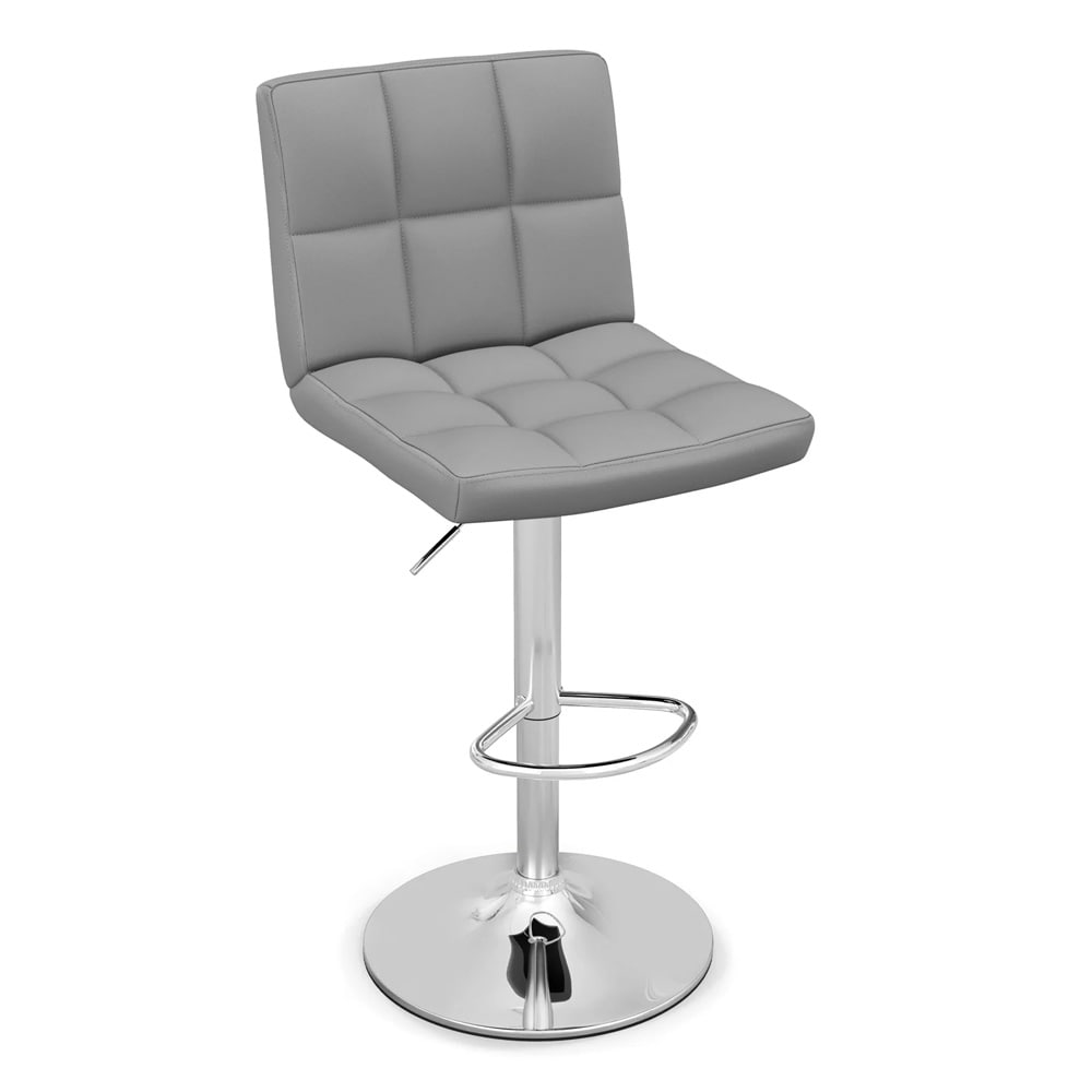 Justerbar og 360° svingbar barstol i skinnimitasjon – Grå