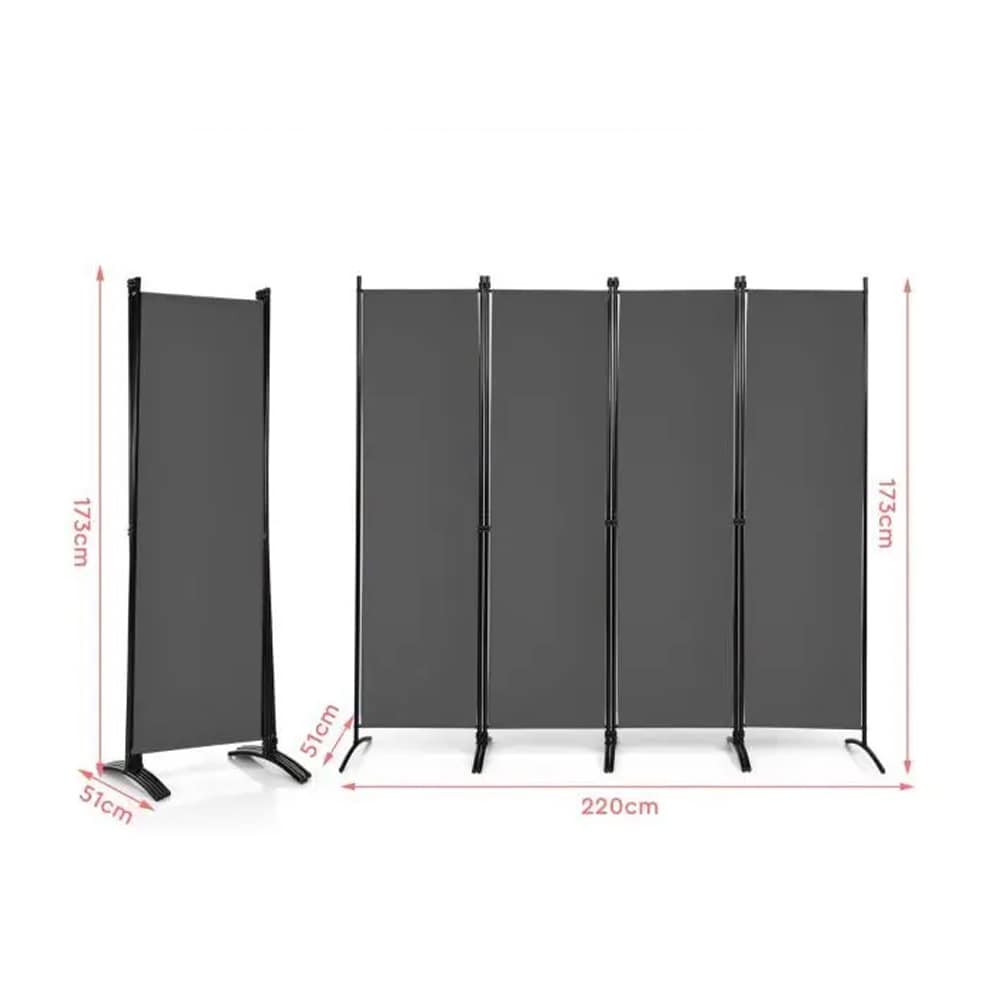 Skjermvegg 4 paneler H173cm - Grå