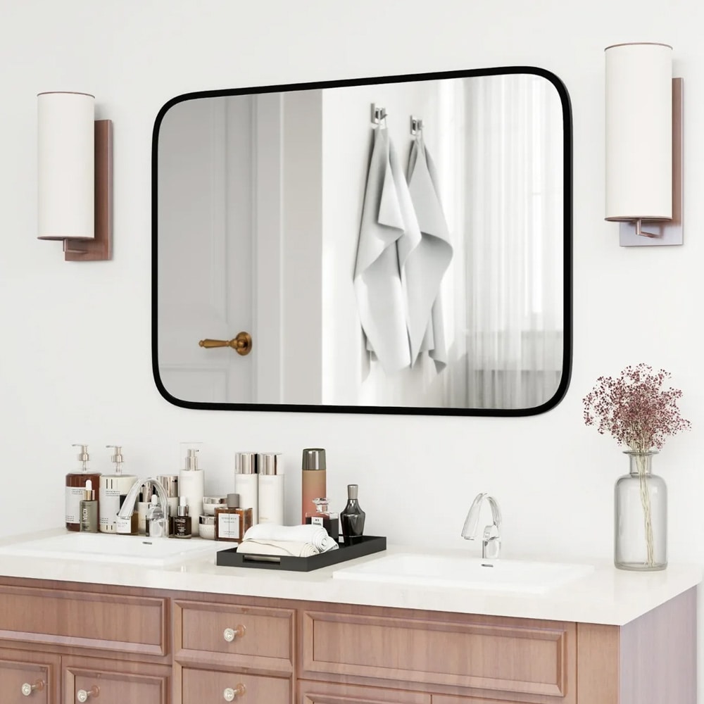 Baderomsspeil 70x50 cm med svart ramme