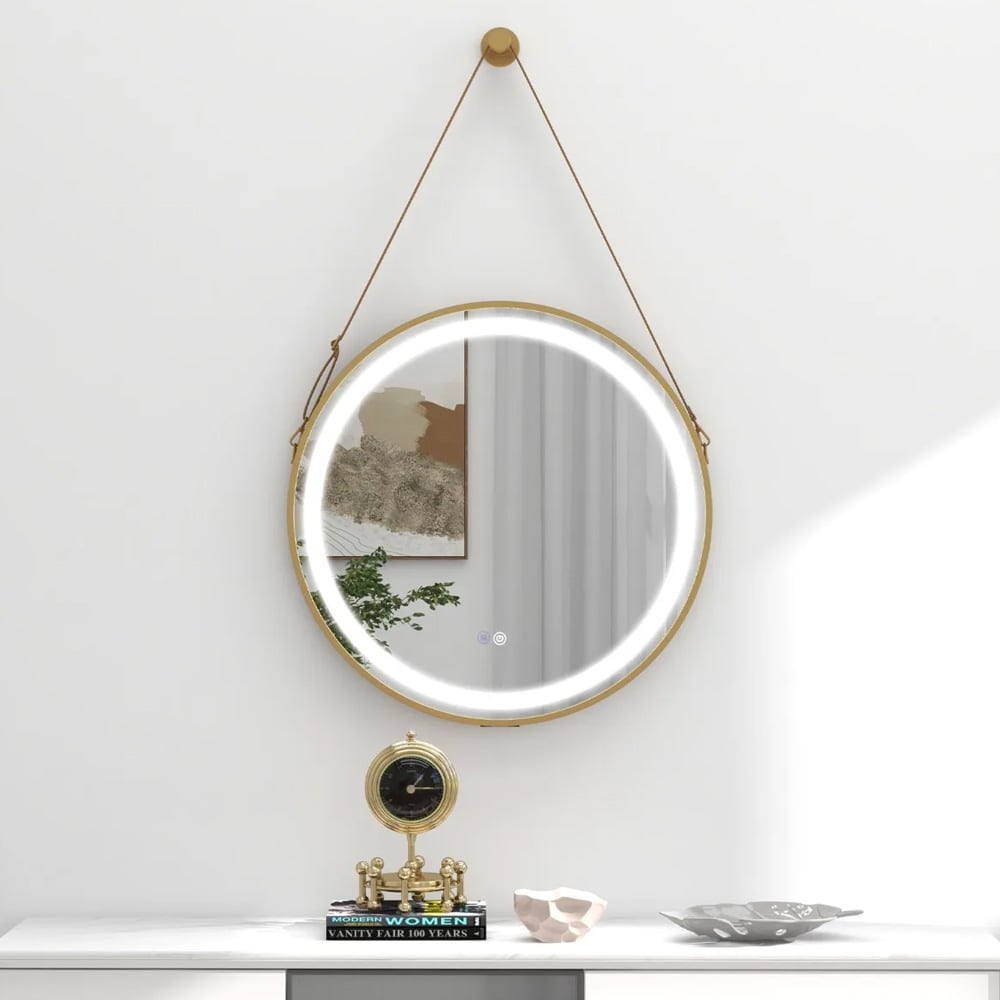 Duggfritt baderomsspeil 60 cm med justerbar LED-belysning