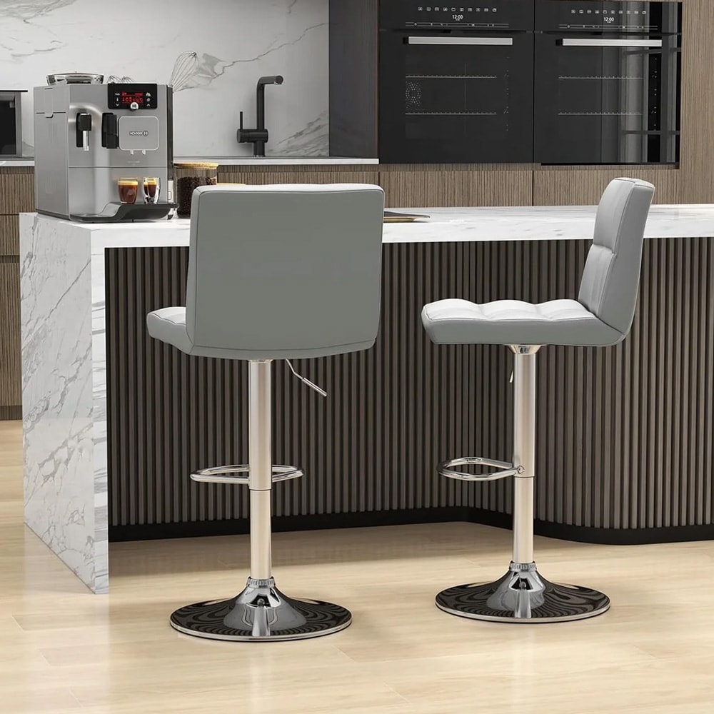 Høydejusterbare barkrakker i kunstskinn 65-85 cm 2-pakning - Grå