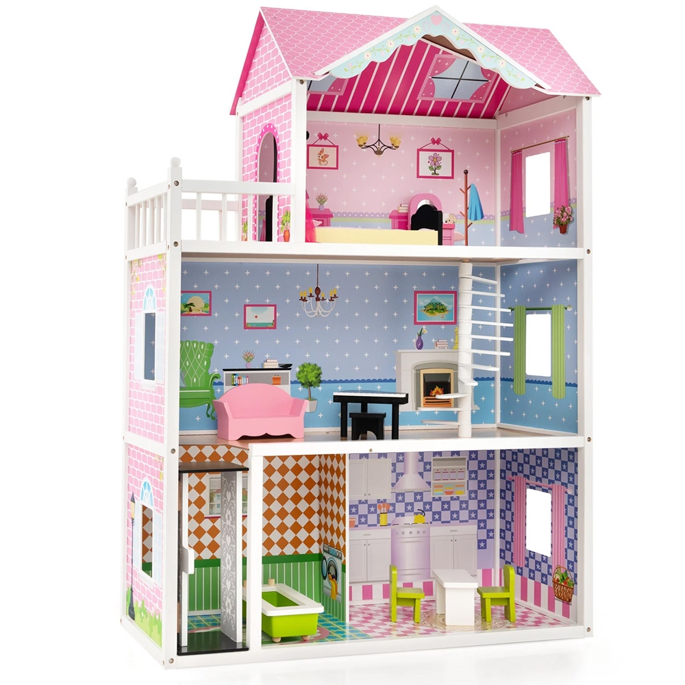 3-etasjes dukkehus med heis