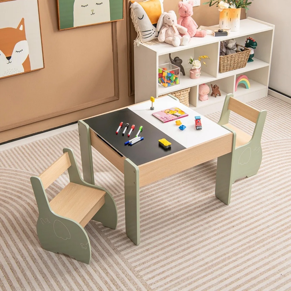 4-i-1 aktivitetsbord med oppbevaring og stoler – for barn 3–6 år
