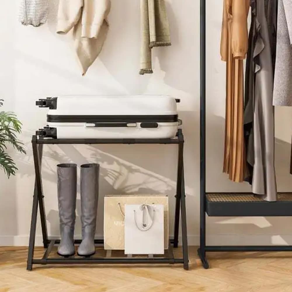 Sammenleggbart bagasjestativ i metall - svart