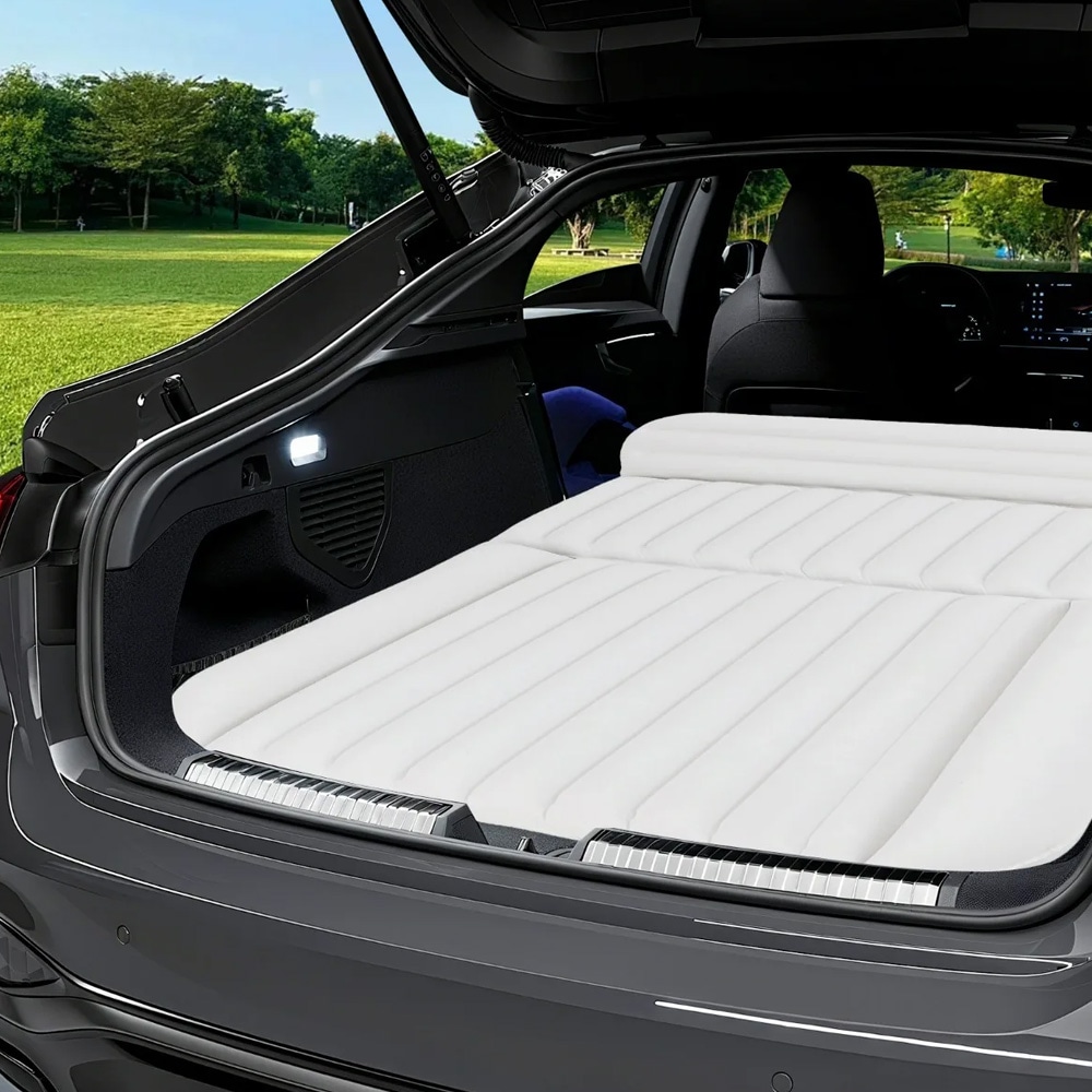 Oppblåsbar bilmadrass 190 x 130 cm / luftmadrass til bil og camping / madrass til baksete / reiseseng med pumpe