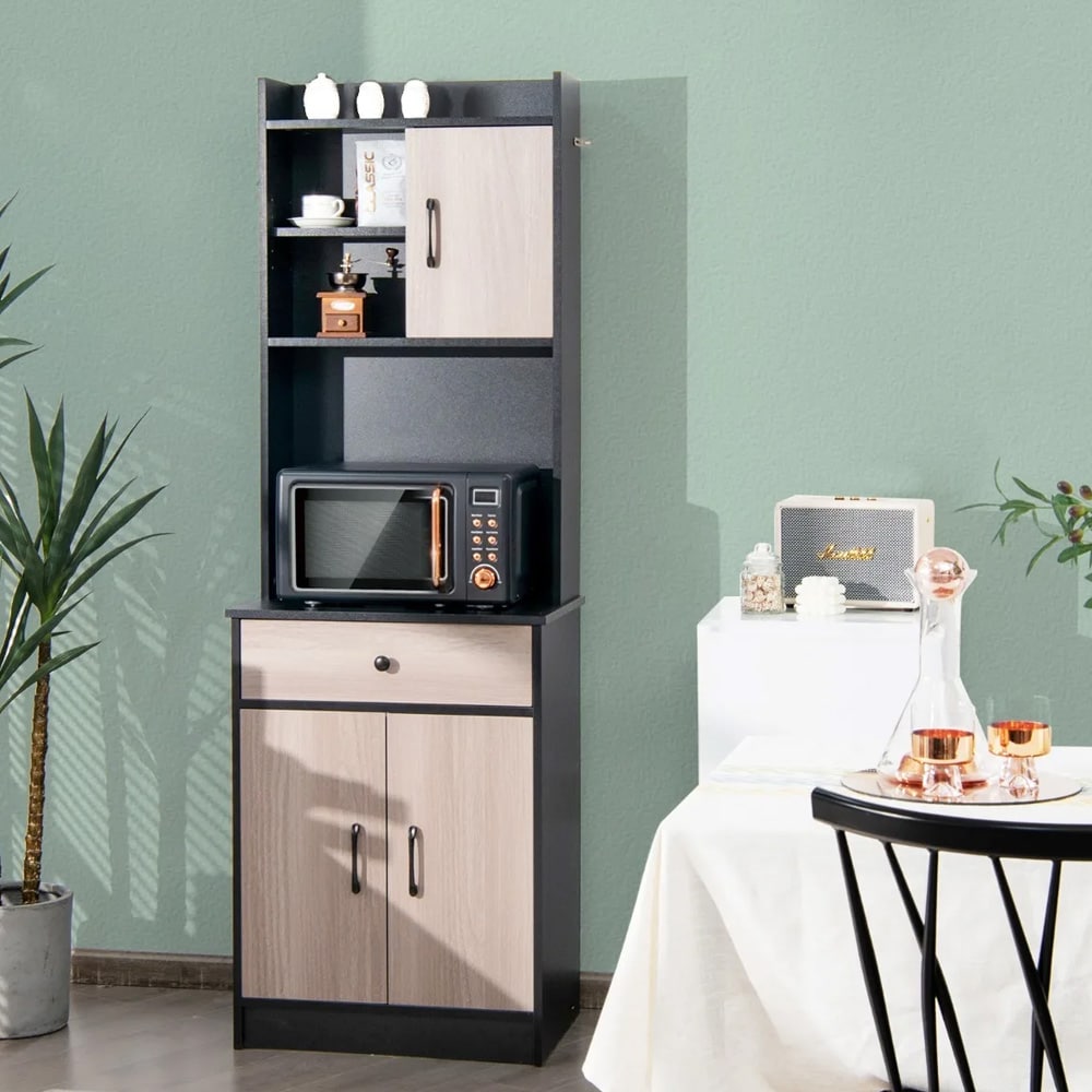 Kjøkkenhylle med justerbare hyller - svart, 180 cm høy