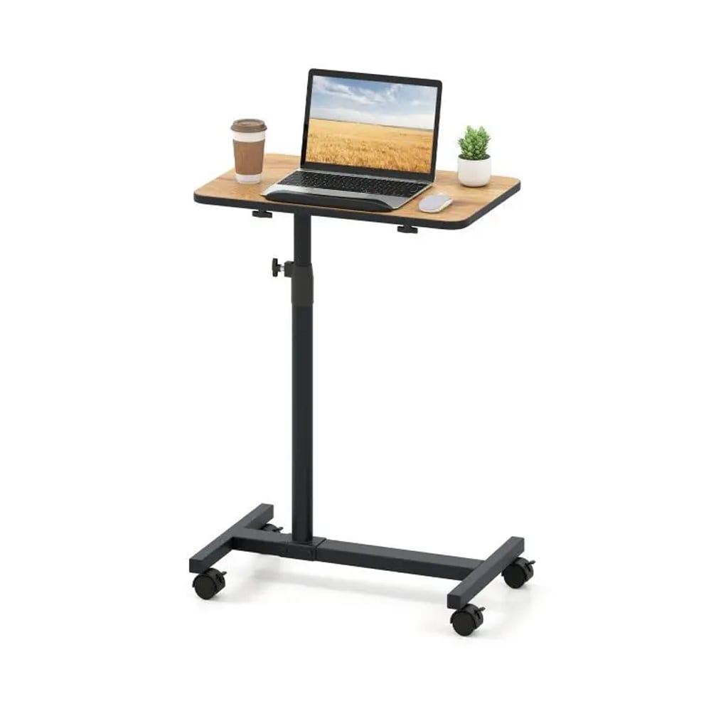 Bord for bærbar PC med hjul og høydejusterbar bordplate - Svart/tre
