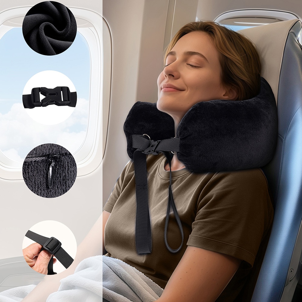 Reisepute med oppbevaring i polyester - Svart