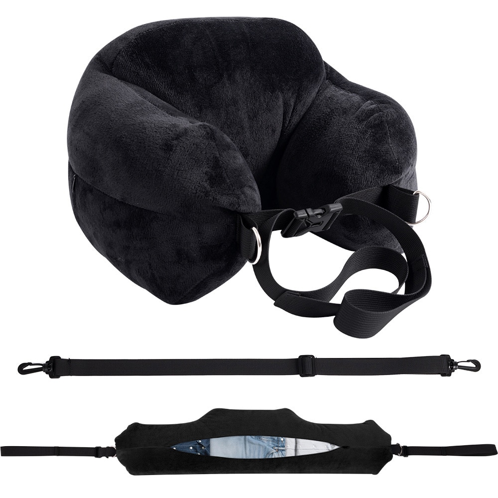 Reisepute med oppbevaring i polyester - Svart