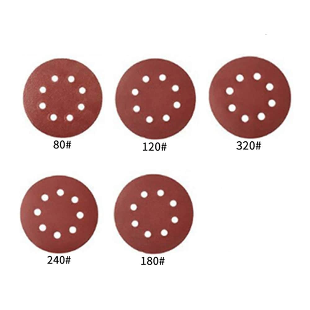 Sandpapir 125 mm - 5 forskjellige kornstørrelser 100-pk