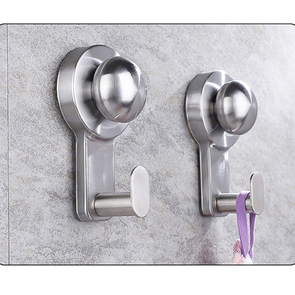 Krok med sugekopp 2-pakning - Sølv