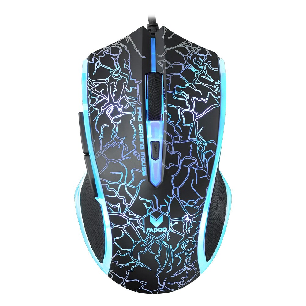 Rapoo V20S spillmus med justerbar 500-3000 DPI-sensor og ergonomi for begge hender - Svart